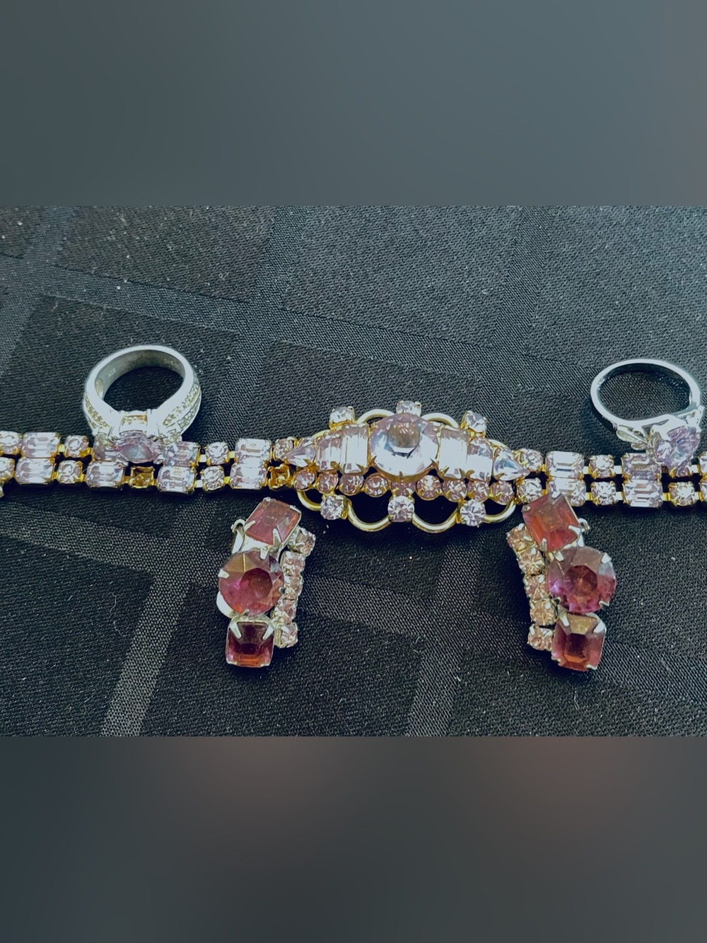 Kramer Gold-Tone Amethyst Bracelet rings and earring set - Picture 14 of 16